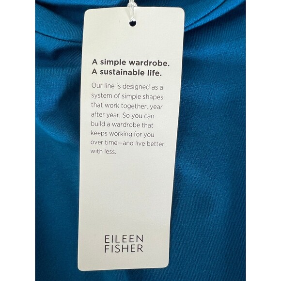 Eileen Fisher Mock Neck Tie Waist Sleeveless Dress Marine Blue $178 - L NWT - Picture 11 of 11